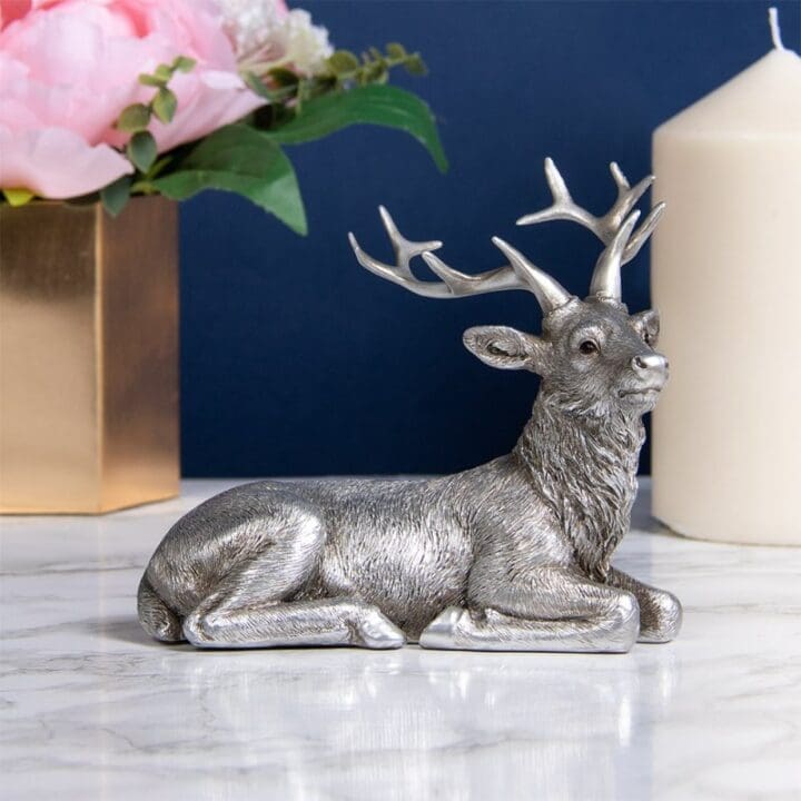 lying-silver-resin-stag-statue-14x11x-12-cm
