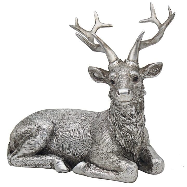 lying-silver-resin-stag-statue-14x11x-12-cm