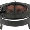 Black-Round-Steel-Fire-Pit-With-BBQ-Grill-and-Mesh-Lid-Log-Wood-Burner-Patio-Heater-Barbecue-Outdoor-Round-Brazier-Grill-and-Fire-Pit-Garden-Stove-Barbeque-1