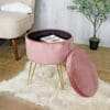 Round-Velvet-Ottoman-Footrest-Stool-Compact-Vanity-Seat-With-Storage-And-Lid