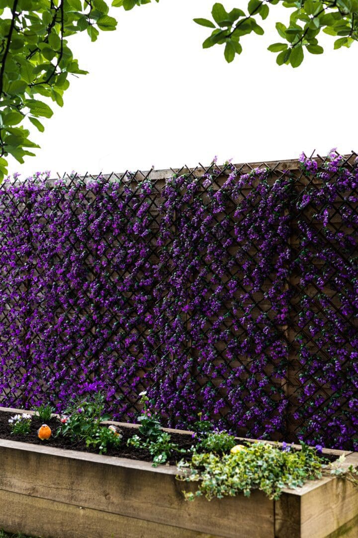 artificial-trellis-faux-leaves-flowers-vivid-violet