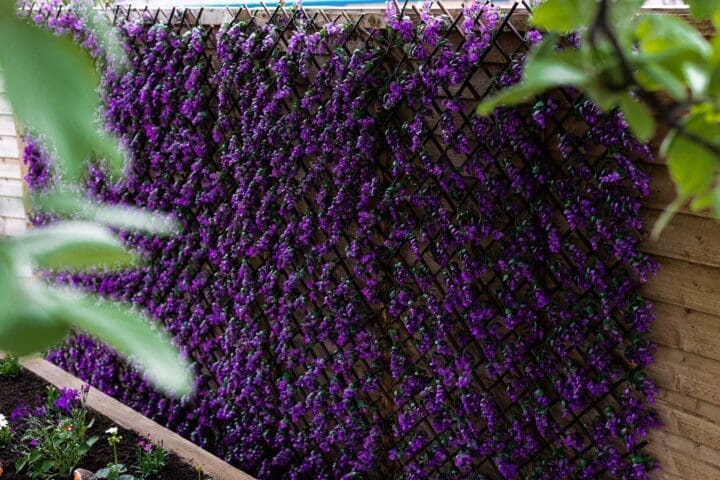 artificial-trellis-faux-leaves-flowers-vivid-violet
