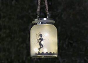 Solar Powered Hanging Fairy Lantern Frosted Glass 